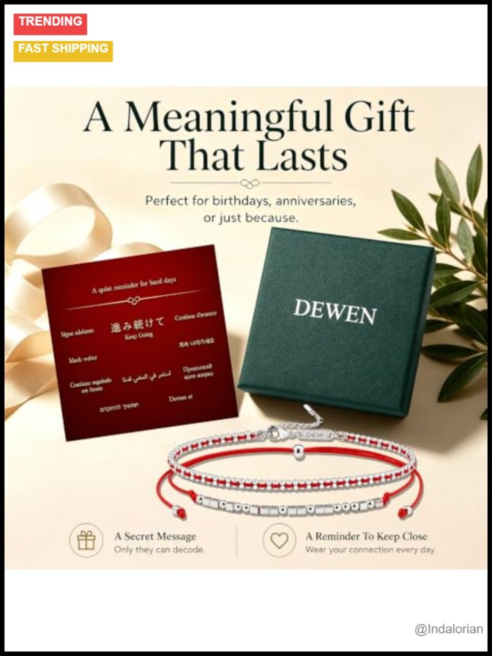 Morse Code Bracelet Set Red String Hidden Message Adjustable Gift Box - Picture 5 of 6
